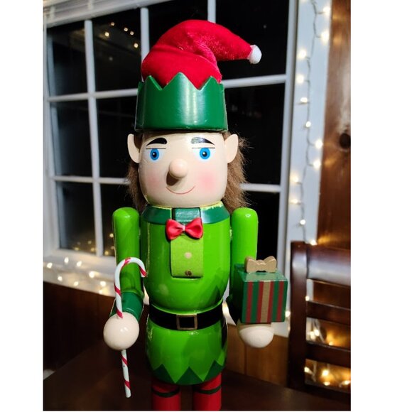 Christmas Nutcracker Soldier Elf Decor Wooden Statue Holiday Table Decoration - Picture 3 of 11